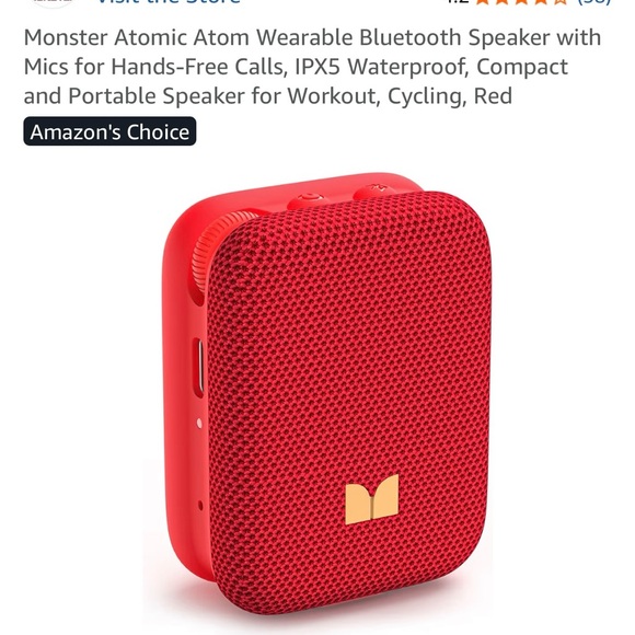 Atomic Atom Red Portable Bluetooth Speaker - Picture 3 of 13